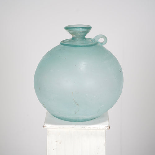 Blue Murano Glass Vase Scavo Finish