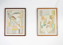 Pair Of Abstract Watercolour Paintings Signed NJ Hopkins 1976