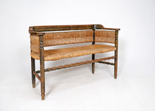Wooden Bobbin Bench With Rush Seat