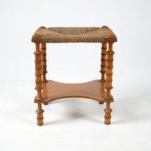 Antique Wooden Bobbin Footstool With String Seat