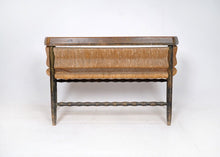 Wooden Bobbin Bench With Rush Seat