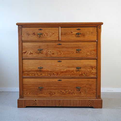 Pitch Pine Aesthetic Movement Chest Of Drawers