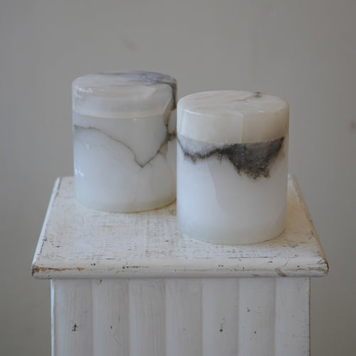 Pair of Alabaster Lidded Pots