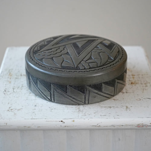 French Pewter Lidded Box By Étain Artistique