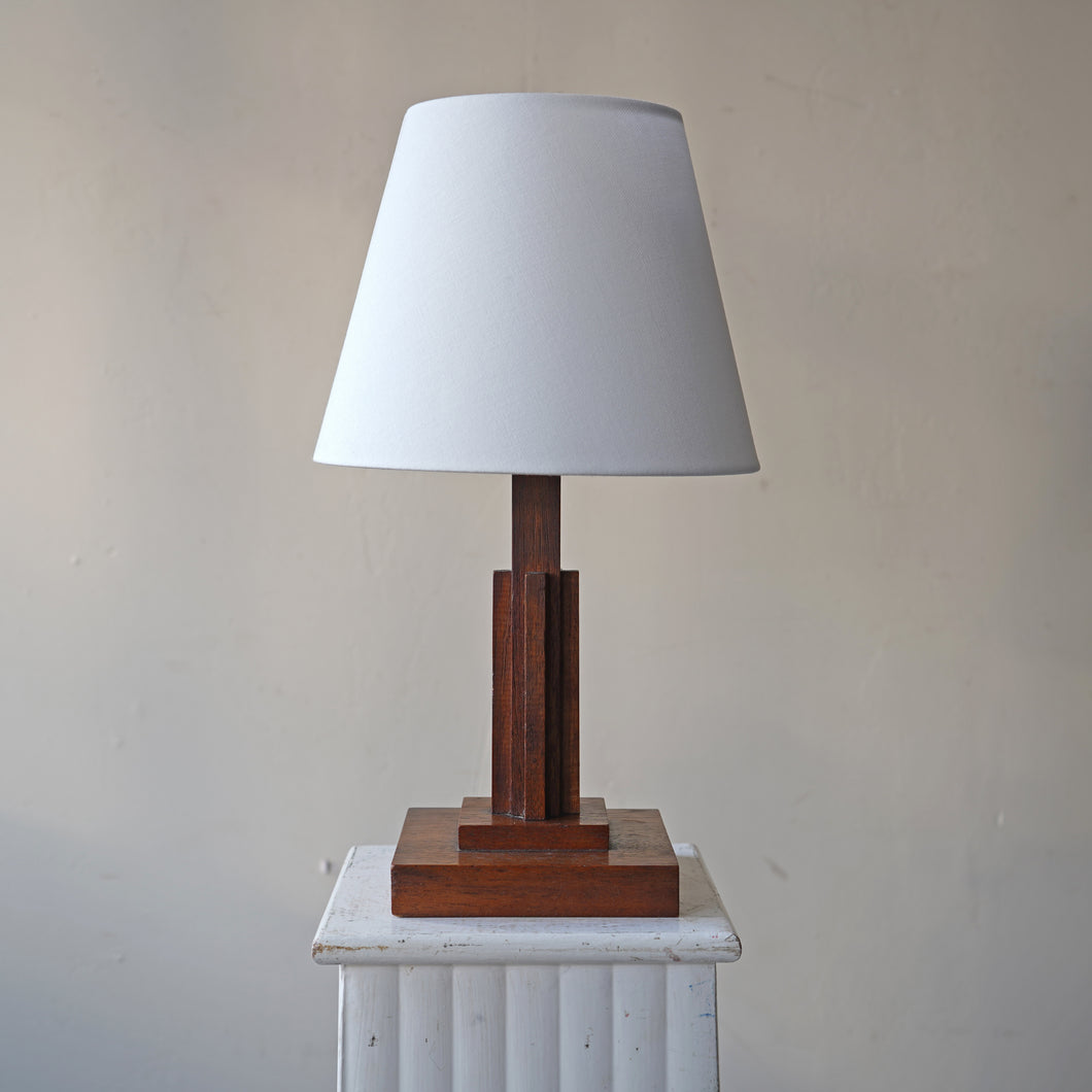 Oak Art Deco Modernist Lamp