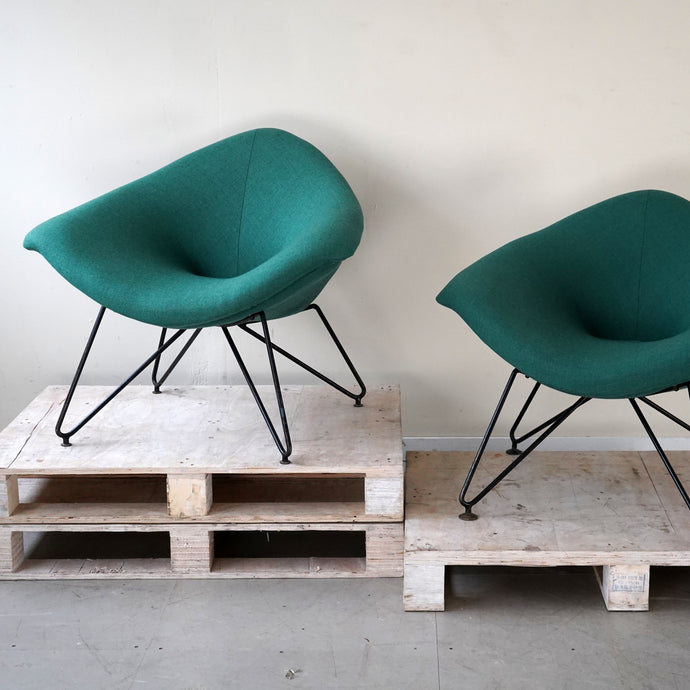 Rare Pair Golden Model Chairs By Augusto Bozzi For Saporiti Italia 1950s