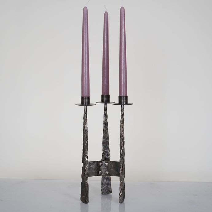 French Iron Brutalist Candleholder