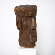 Carved Wooden Head Brutalist Sculpture