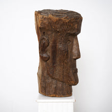 Carved Wooden Head Brutalist Sculpture