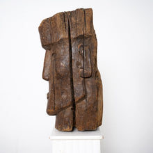 Carved Wooden Head Brutalist Sculpture