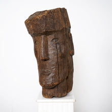 Carved Wooden Head Brutalist Sculpture