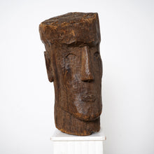 Carved Wooden Head Brutalist Sculpture