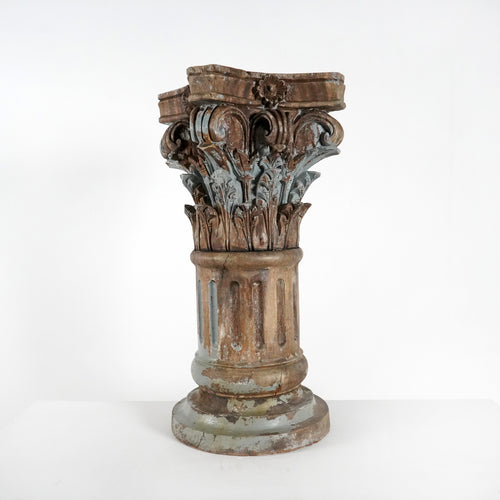 Antique Carved Wood Corinthian Column