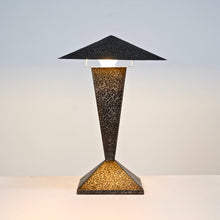 Brutalist French Hammered Metal Table Lamp