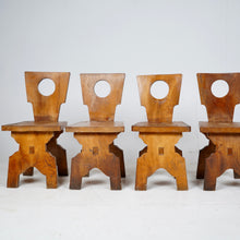 Set Of 4  Brutalist Oak Dining Chairs