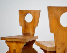 Set Of 4  Brutalist Oak Dining Chairs