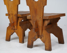 Set Of 4  Brutalist Oak Dining Chairs