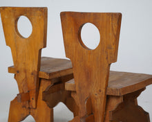 Set Of 4  Brutalist Oak Dining Chairs