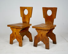 Set Of 4  Brutalist Oak Dining Chairs