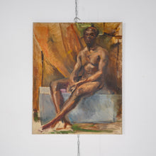 1950s Male Nude Oil On Canvas Painting