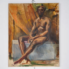 1950s Male Nude Oil On Canvas Painting