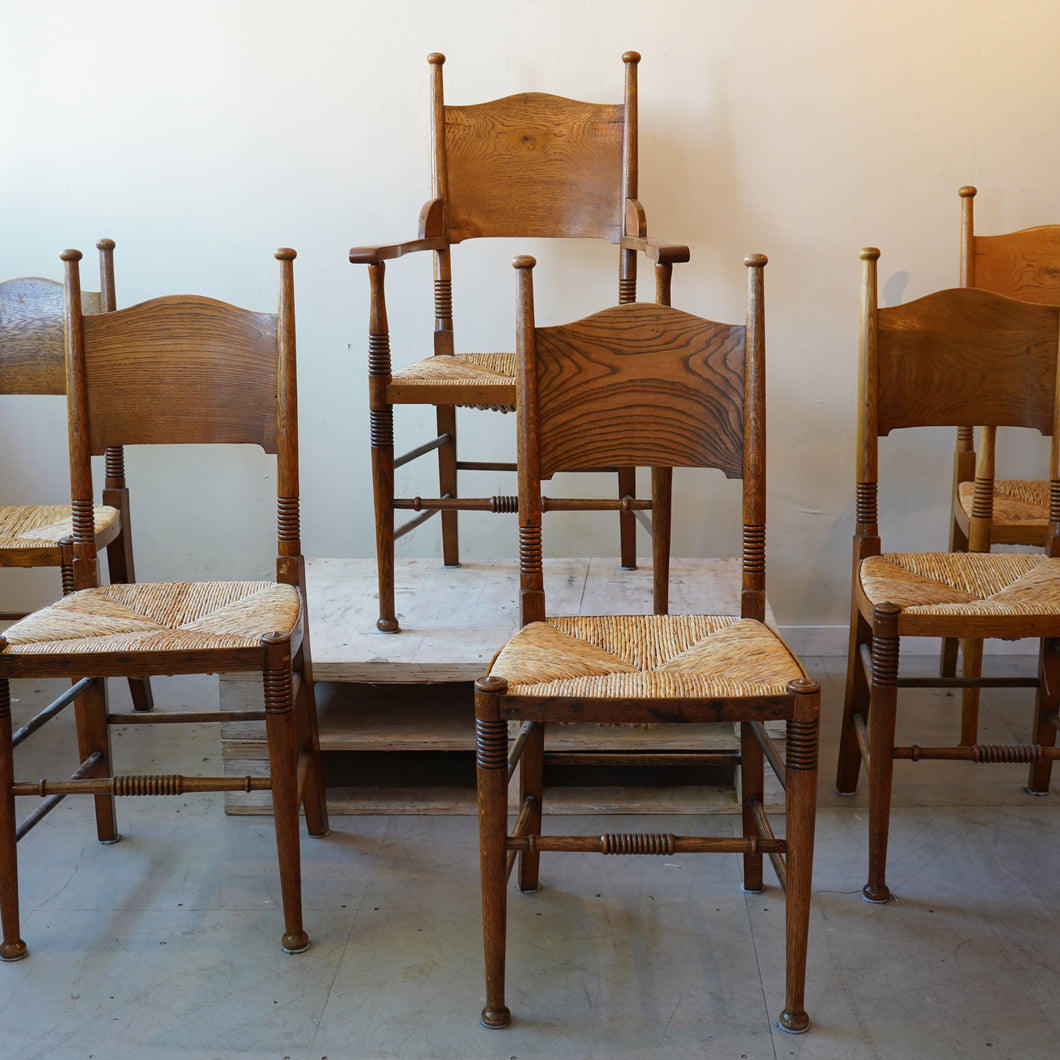 Set Of Six Arts And Crafts Dining Chairs By William Birch 1900s