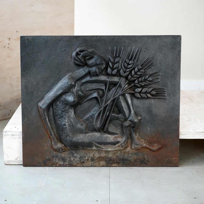 1950s French Cast Iron Relief Fireback