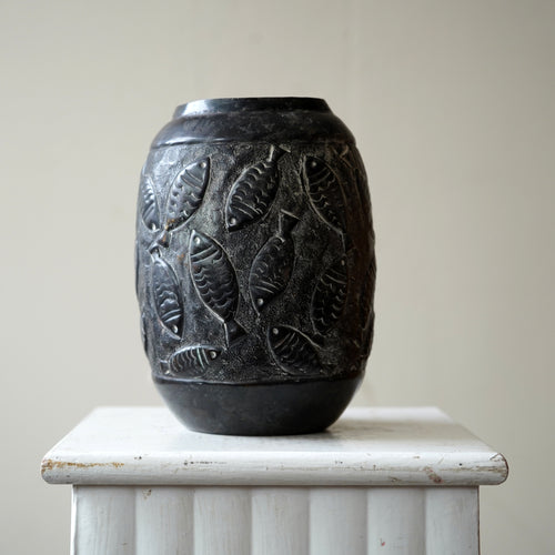 Pressed Metal Fish Vase