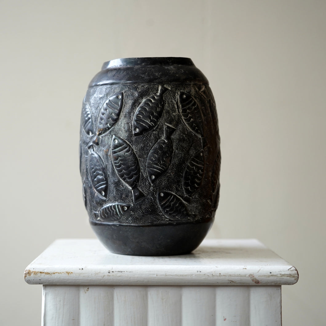 Pressed Metal Fish Vase
