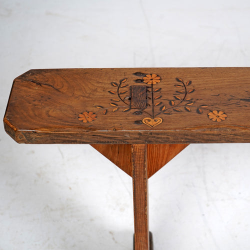 19th Century French Fruit Wood Antique Bench