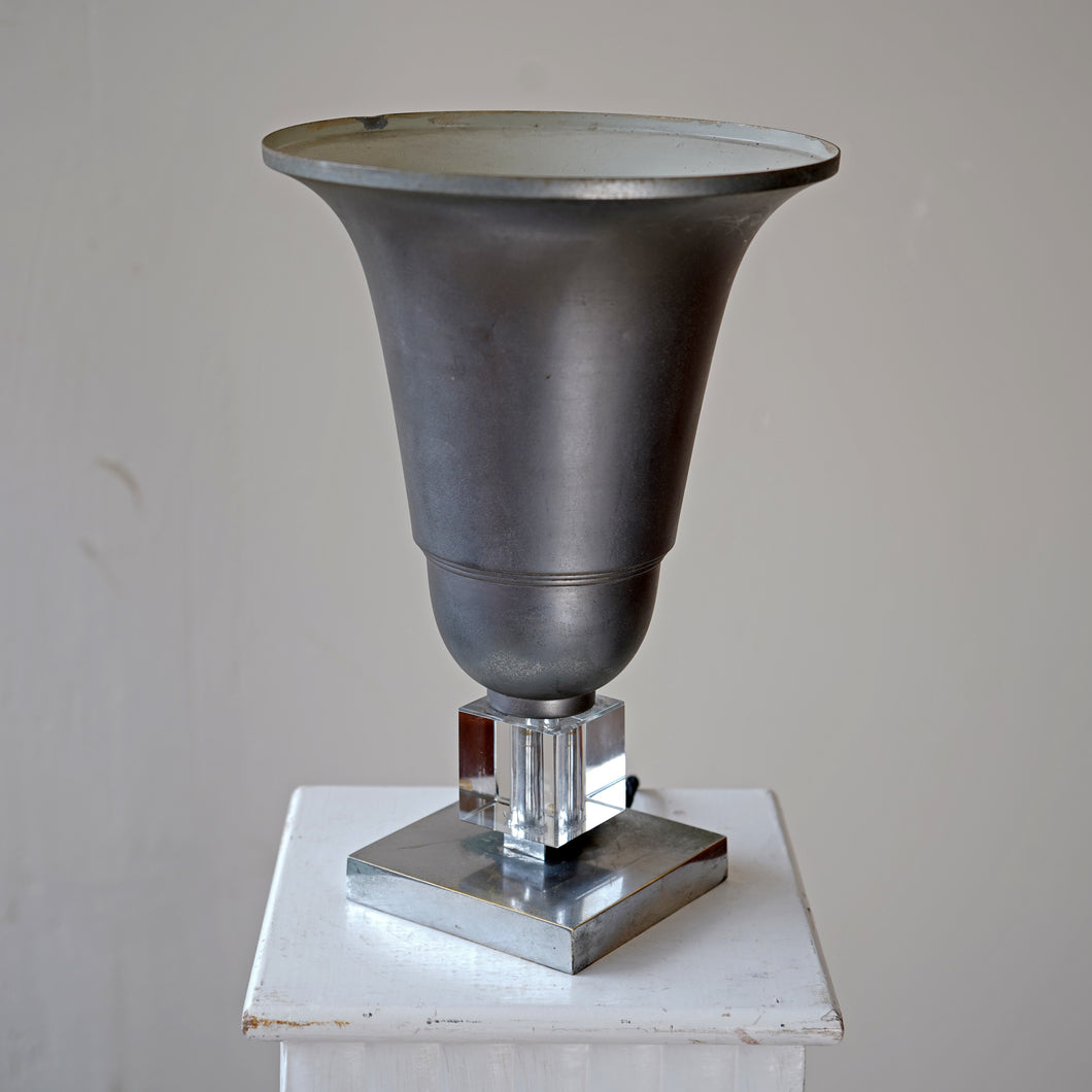 French Aluminium and Glass Uplight Lamp