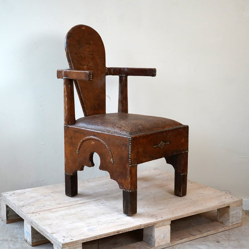 Antique French Leather Armchair