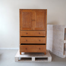 1930s Heals Limed Oak Tallboy Cupboard