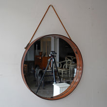 Italian Leather Mirror By Pizzetti, 1950s