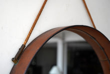 Italian Leather Mirror By Pizzetti, 1950s