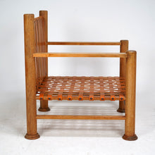 1980s Oak And Leather Open Armchair