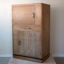 English Art Deco Limed Oak Cabinet