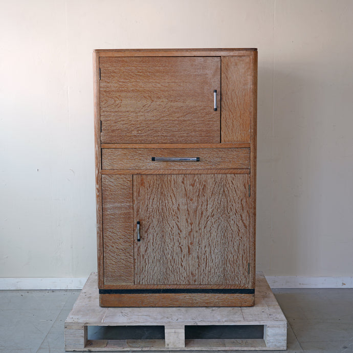 English Art Deco Limed Oak Cabinet