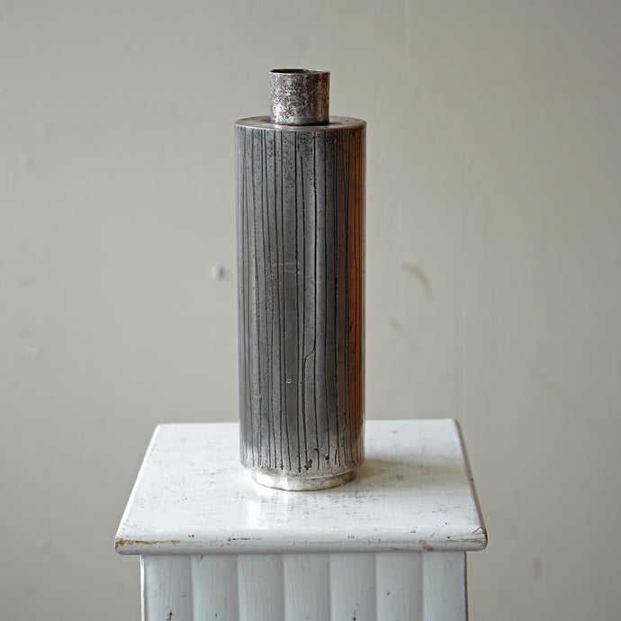 Brutalist Style Metal Vase Signed