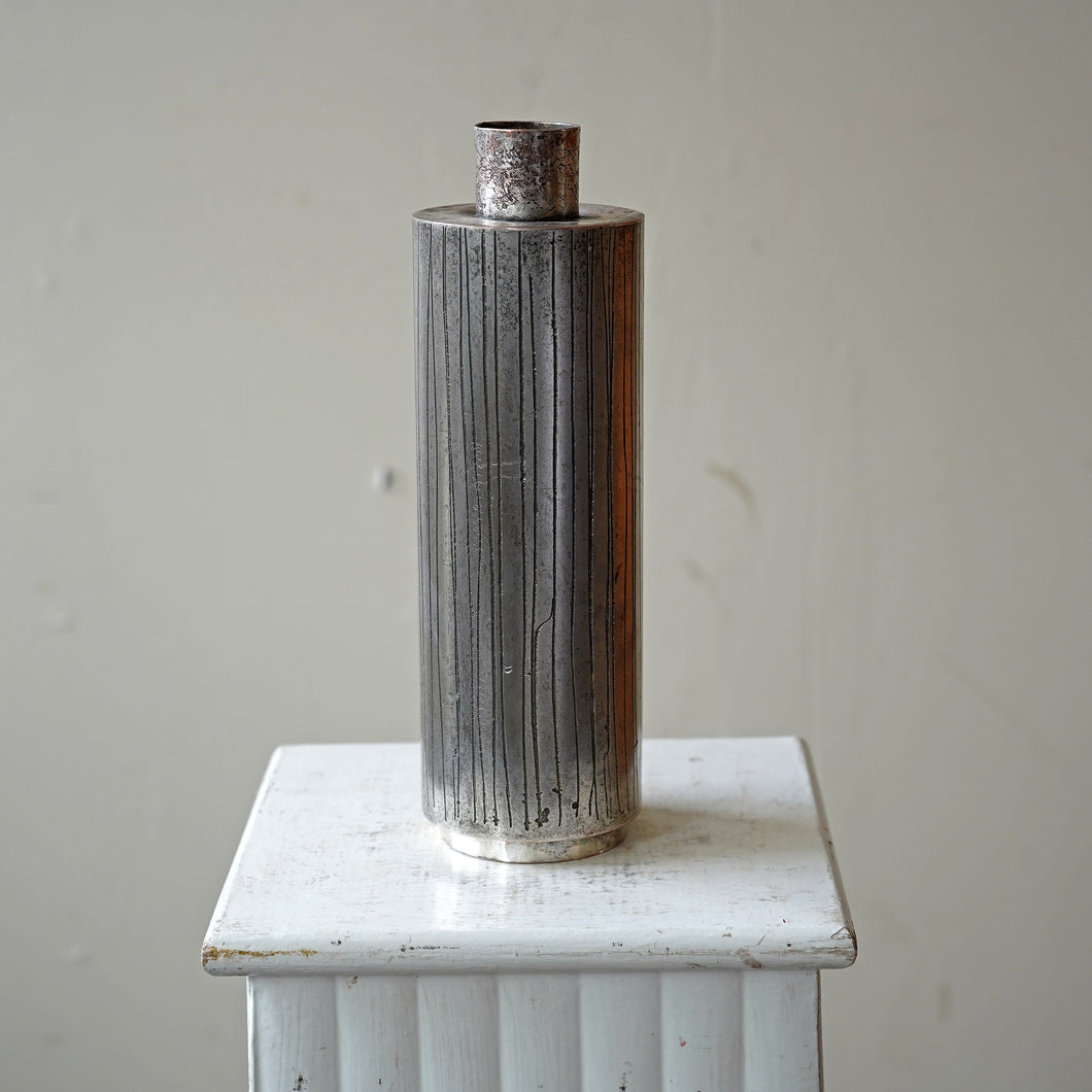Brutalist Style Metal Vase Signed