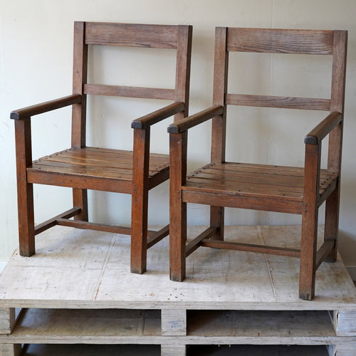 Pair Of French Oak Armchairs