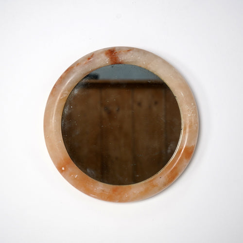 Round Pink Alabaster Mirror