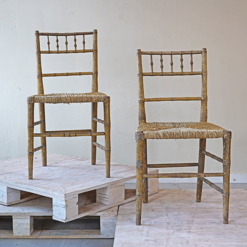 Pair Of Regency Faux Bamboo Chairs