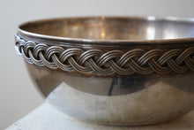 Silver Plate Metal Bowl with Woven Rim