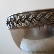 Silver Plate Metal Bowl with Woven Rim