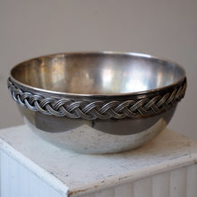 Silver Plate Metal Bowl with Woven Rim