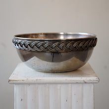 Silver Plate Metal Bowl with Woven Rim