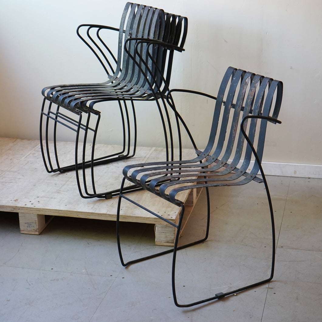 Four Stacking Metal Garden Chairs