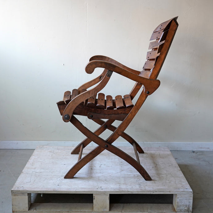 French 1900s Folding Steamer Deck Chair