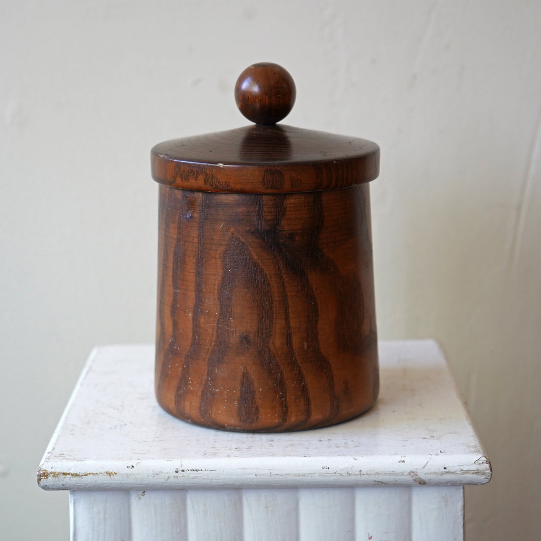 Vintage Turned Wood Lidded Pot